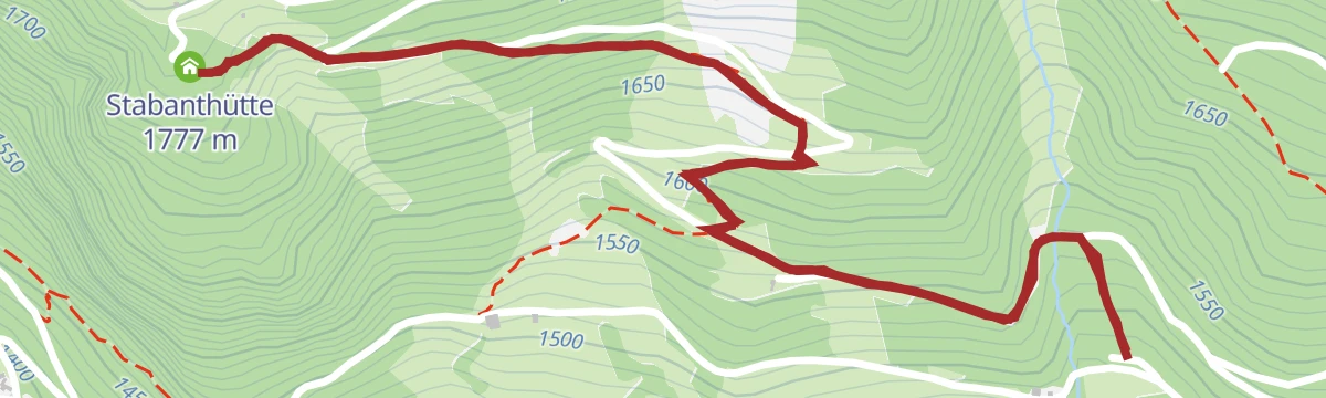 Route map: Wanderung zur Stabanthütte 1.777m